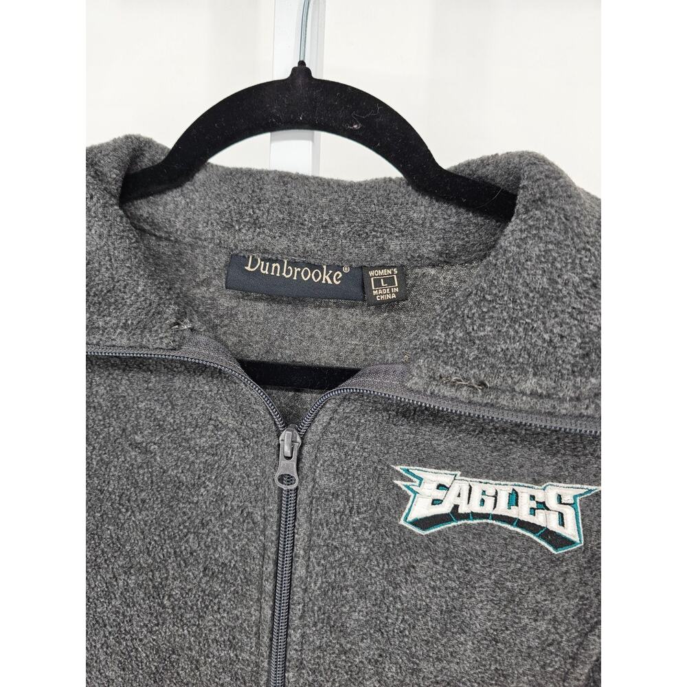 Philadelphia Eagles NFL Football Womens Sz L Fleece Zip Up Vest Gray Embroidered - Picture 3 of 4